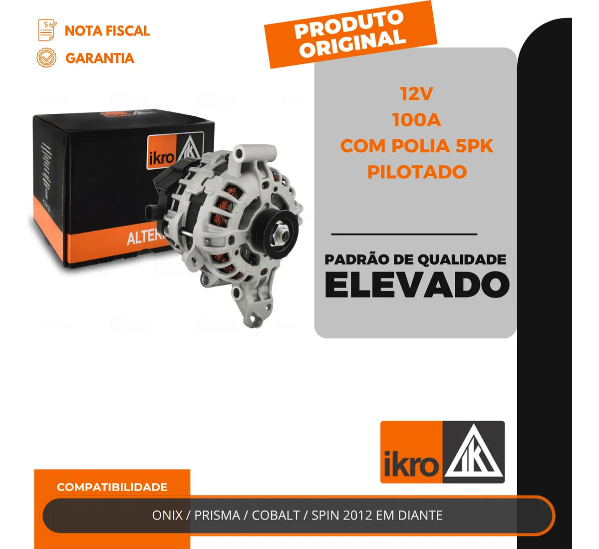 Alternador Onix Prisma Cobalt Spin 100a 2012