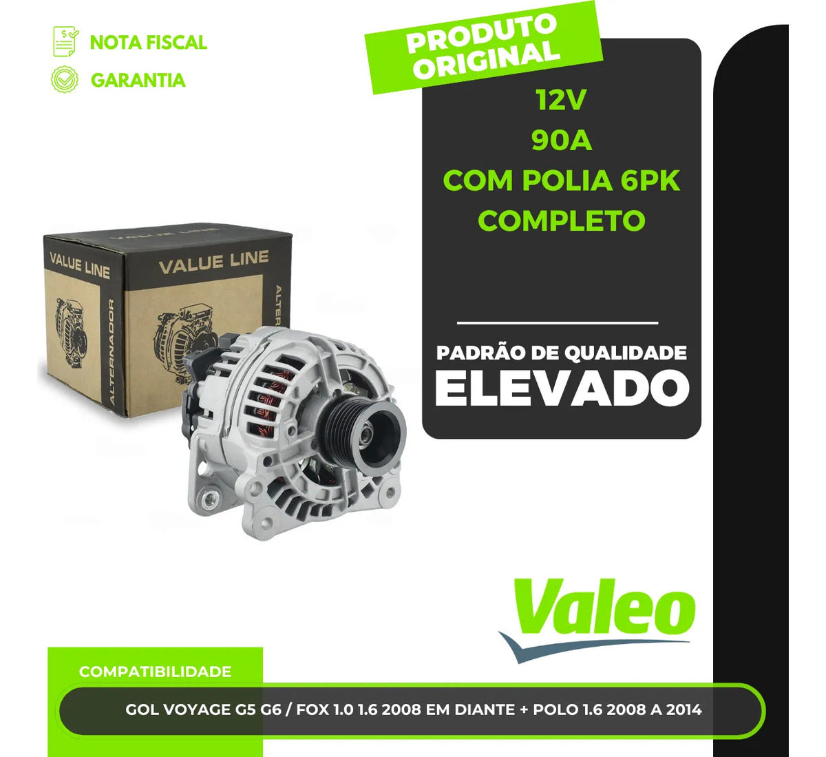 Alternador Fox Gol Saveiro 1.0 16v Flex 1996/2016 12v 90a