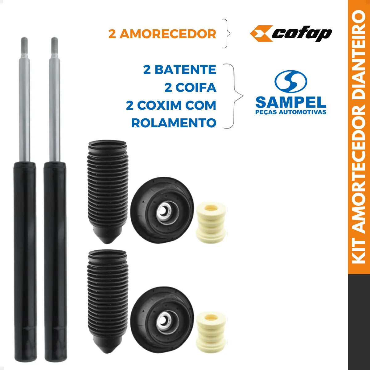 Kit 2 Amortecedor Coxin Dianteiro Gol Saveiro - Cofap Sampel