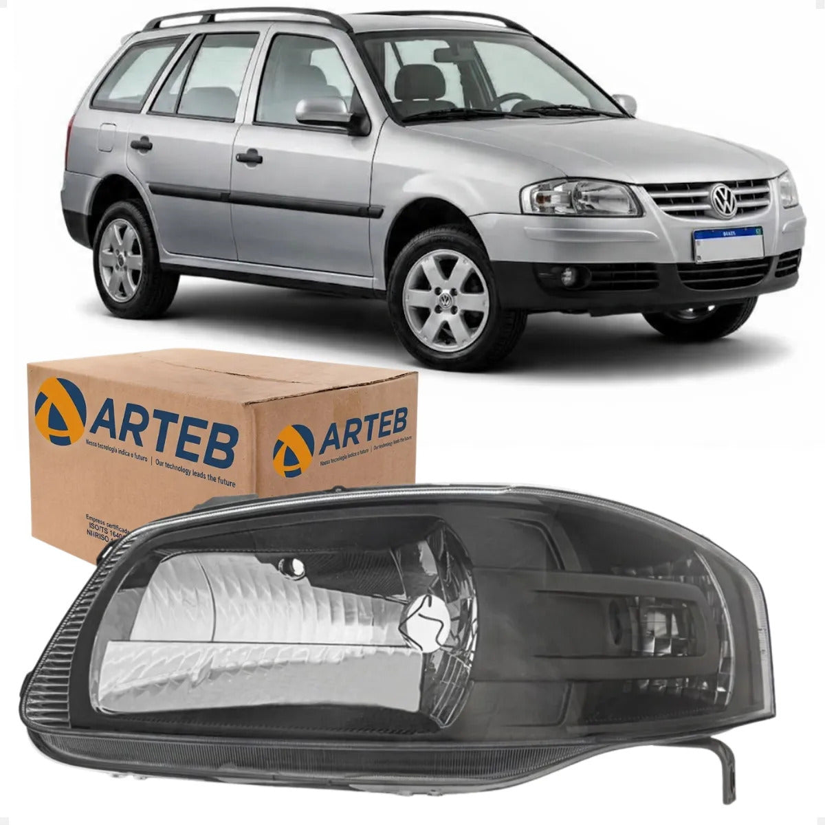 Farol Vw Gol Parati G4 2005 Diante Máscara Cinza Arteb