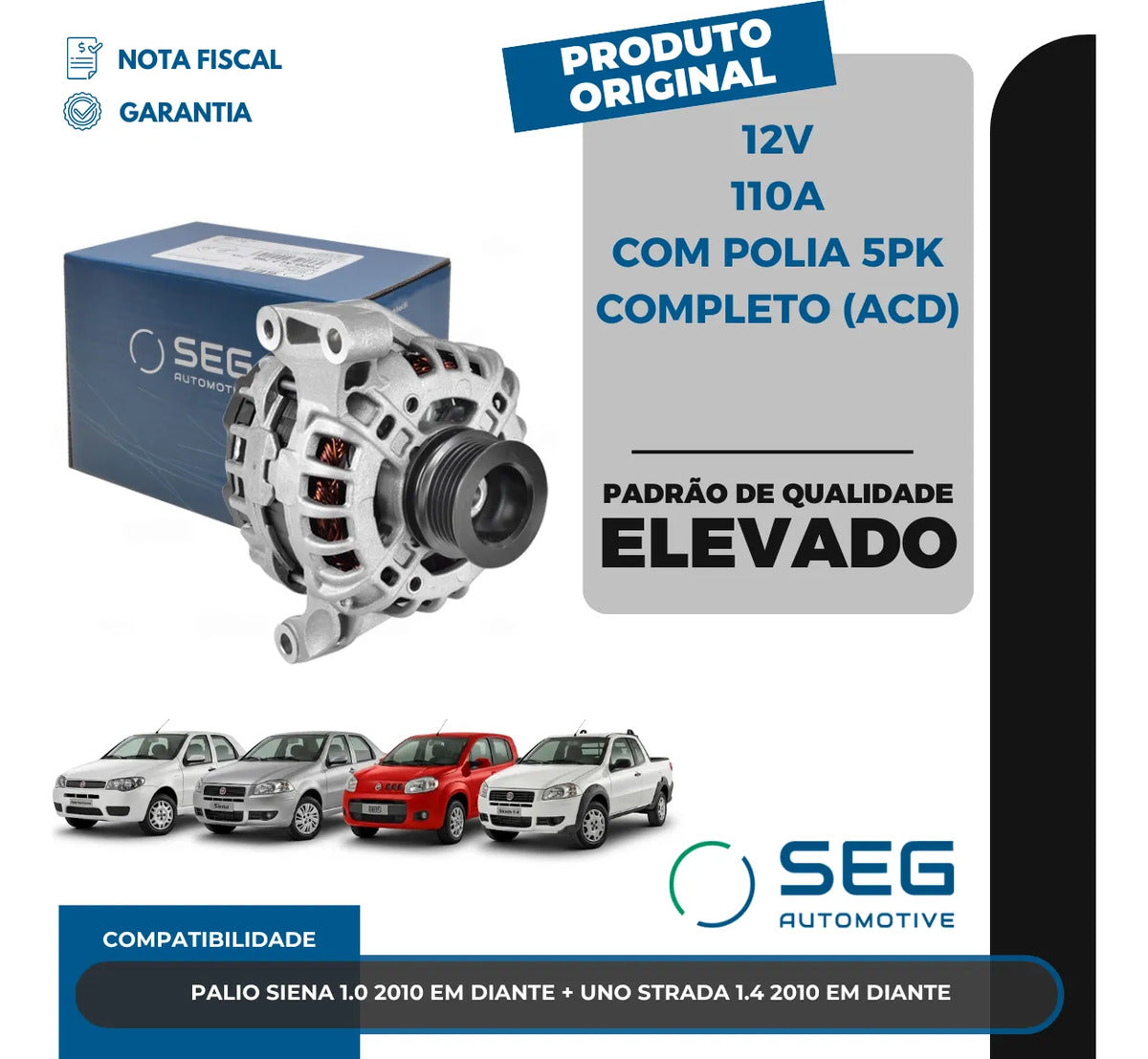 Alternador Fiat Palio Uno 2000 A 2016 Strada 2003 Até 2020