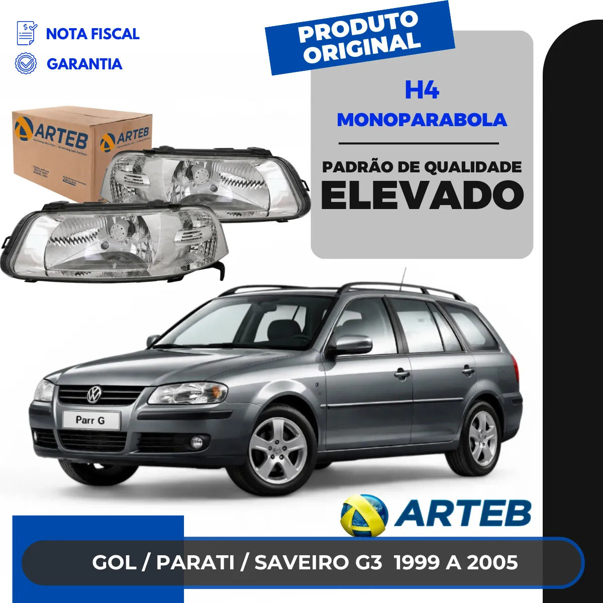 Farol Vw Saveiro Gol Parati G3 2000 A 2004 Foco Simple Arteb