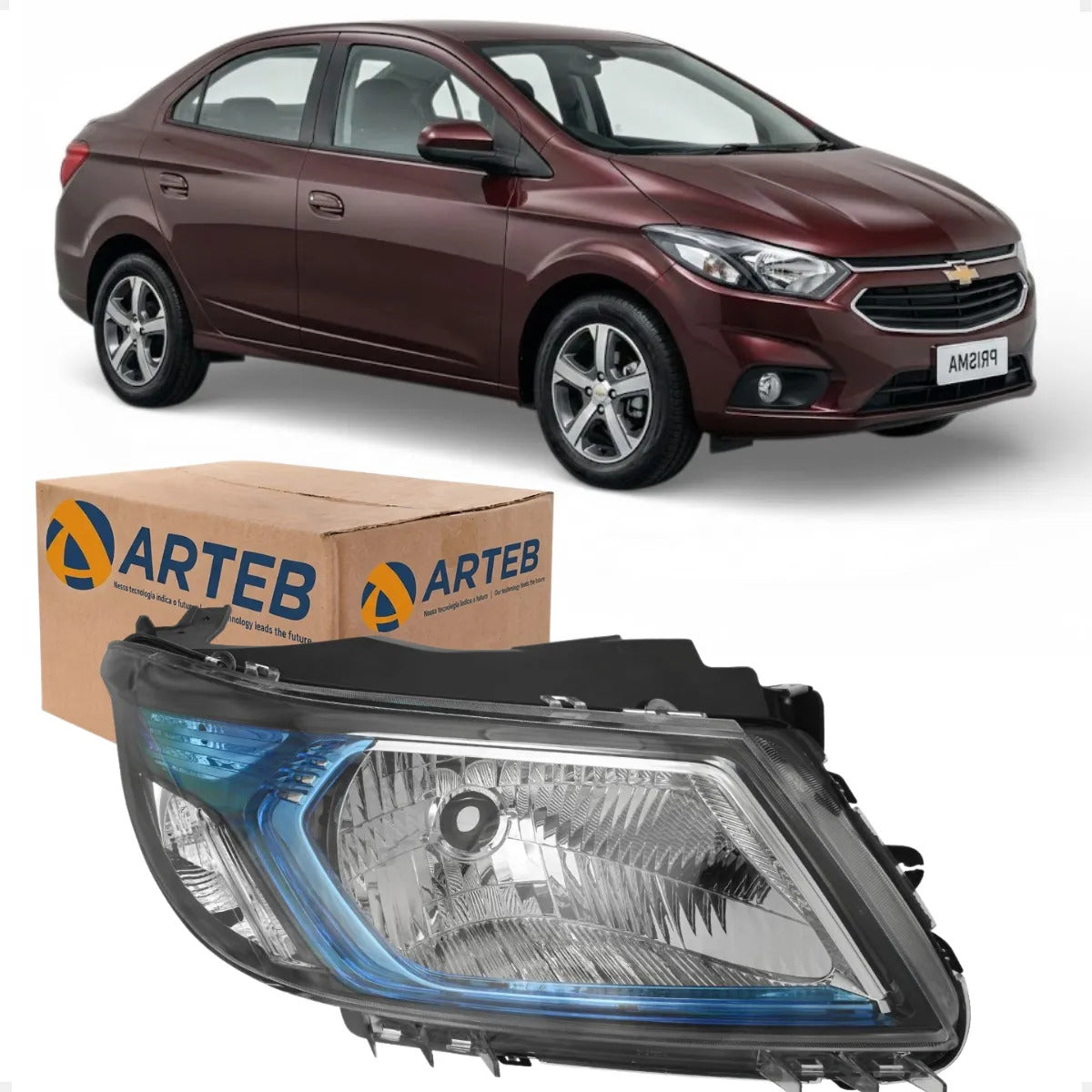 Farol Gm Onix Prisma 2012 13 14 15 2016 Máscara Azul Arteb