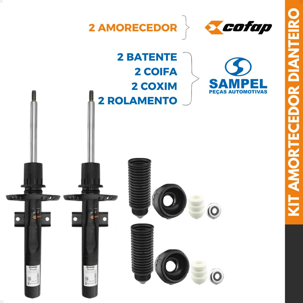 Kit 2 Amortecedor Dianteiro Cofap Sampel Gol Saveiro + Coxin