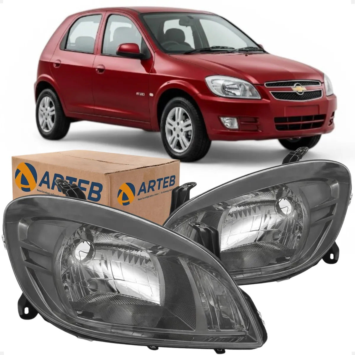 Farol Prisma / Celta 2002 A 2011 Máscara Dark Chrome Arteb