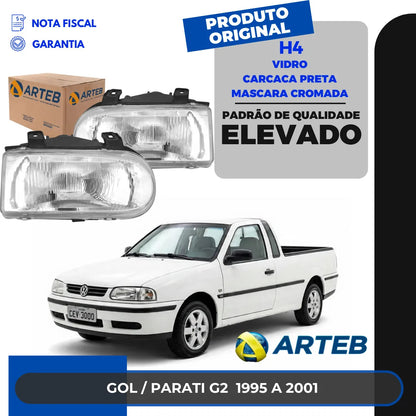 Farol Gol Saveiro G2 1997 98 99 2000 Máscara Cromada Arteb