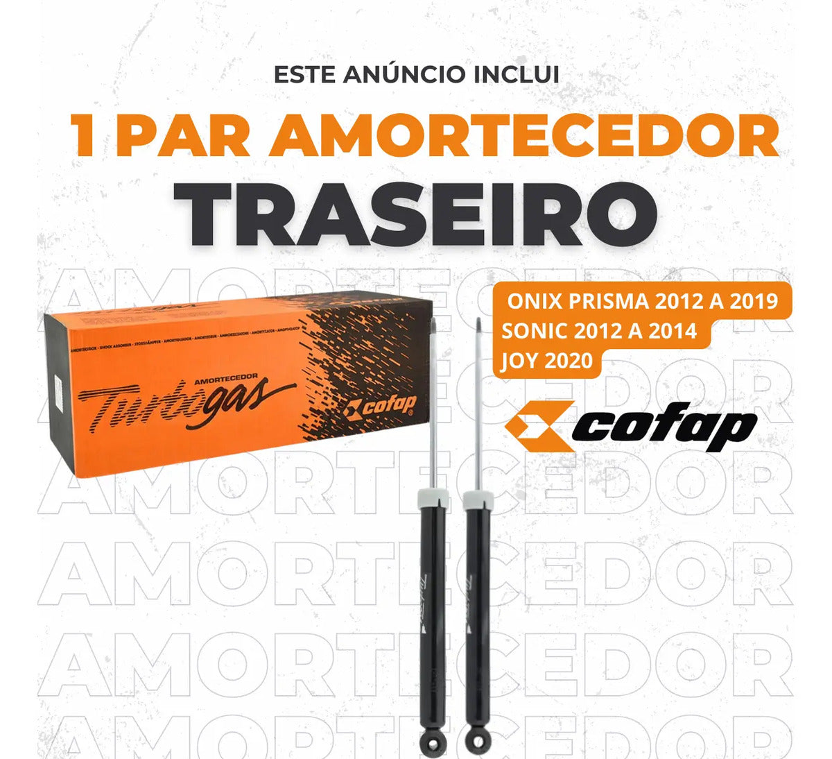 Par Amortecedor Traseiro Original Cofap Prisma 2015 Turbogás