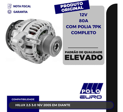 Alternador Hilux 2.5 3.0 16v 2005 Em Diante 12v80a 7pk