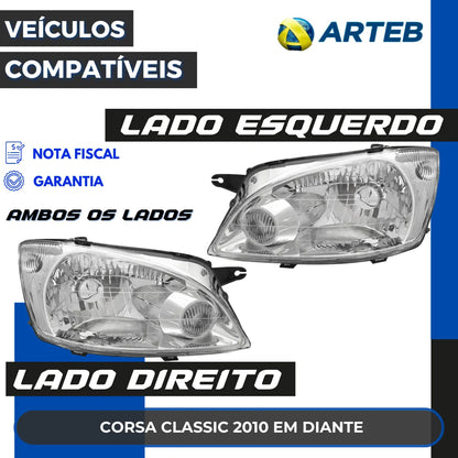 Farol Corsa Classic 2010 2011 12 13 14 15 16 Em Diante Arteb