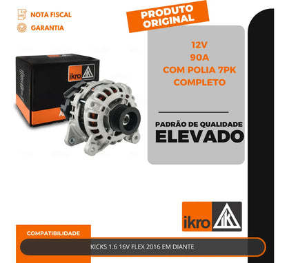 Alternador Kicks 1.6 16v Flex 90a 2016 Com Polia 7pk