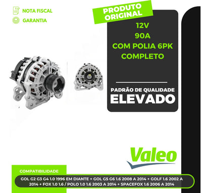 Alternador Valeo 494709 12v 90a Com Polia 6pkcompleto