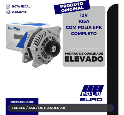 Alternador Lancer Asx Outlander 2.0 12v105a Com Polia 6pk