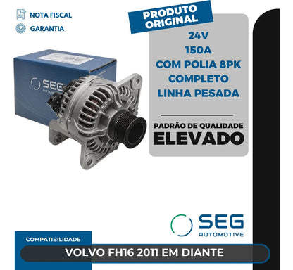 Alternador Volvo Fh16 24v 150a Com Polia 8pk Linha Pesada