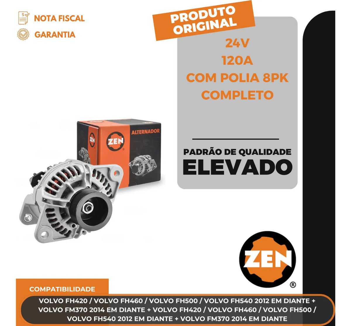 Alternador Para Volvo Fh Fm 2008 Até 2022 Polia 8pk