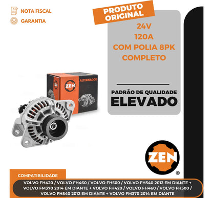 Alternador Para Volvo Fh Fm 2008 Até 2022 Polia 8pk