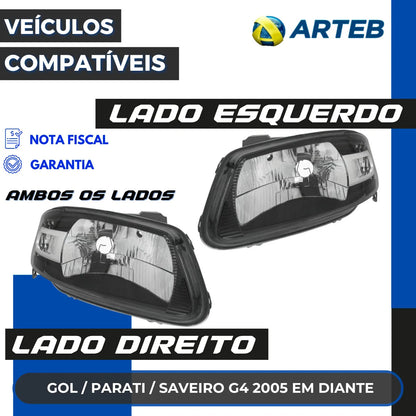 Farol Gol G4 2005 Diante Máscara Negra Defletor Cromad Arteb