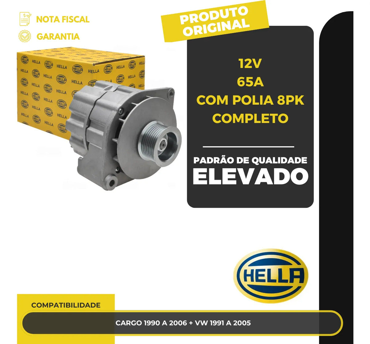 Alternador Cargo Vw 1990 A 2006 12v 65a Com Polia 8pk