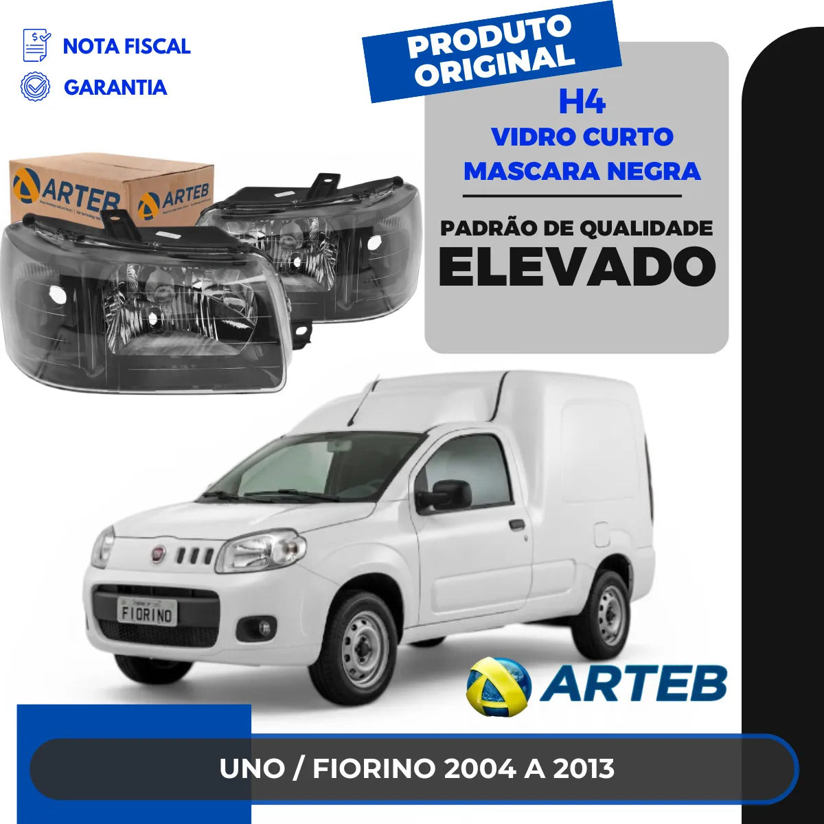 Farol Fiorino 2004 A 2013 Máscara Negra Pisca Preto Arteb