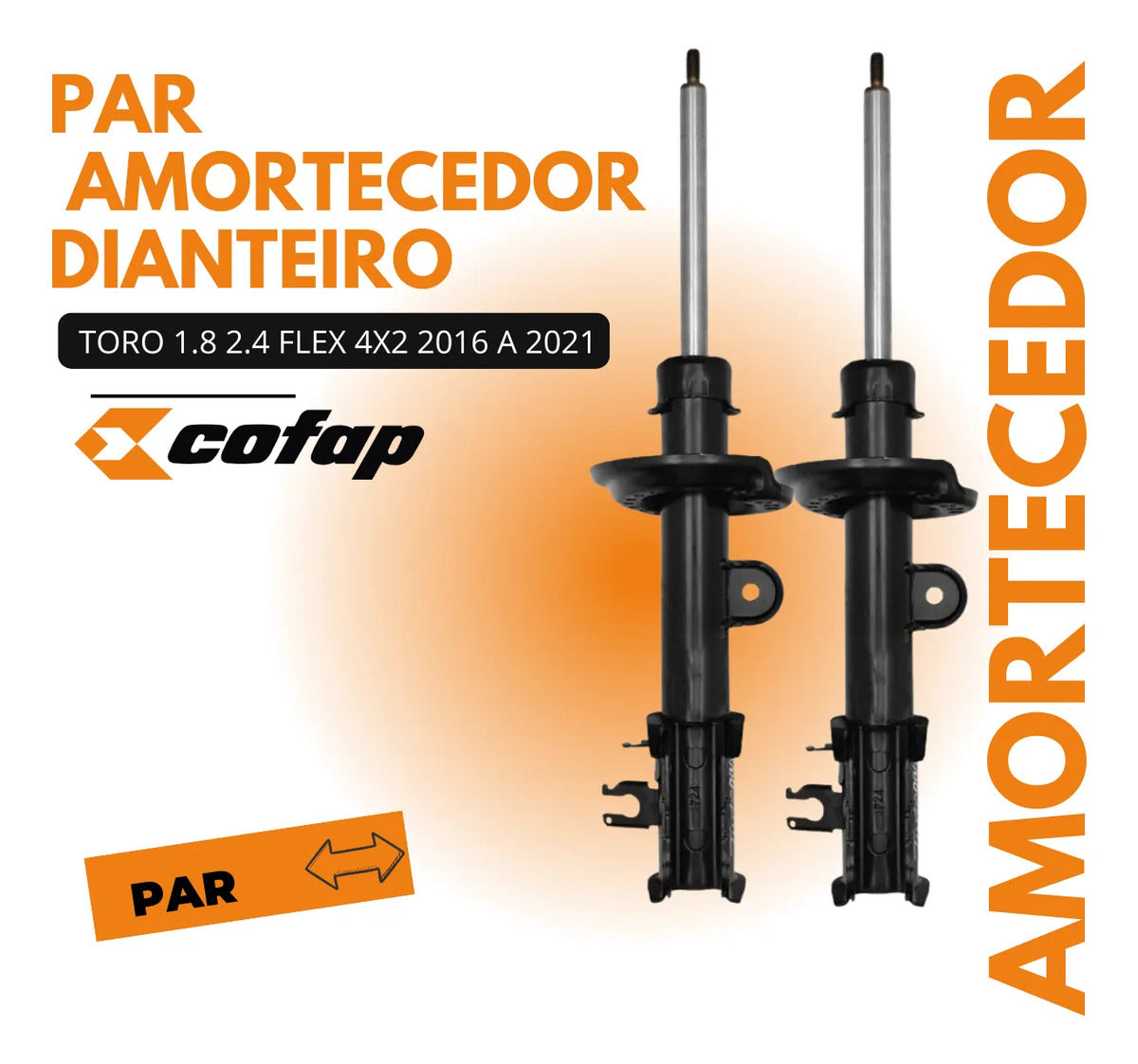 Par Amortecedor Dianteiro Toro 1.8 4x2 Cofap 2016 A 2021