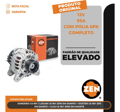 Alternador Sandero Logan Duster Clio 1.6  12v95a Com Polia
