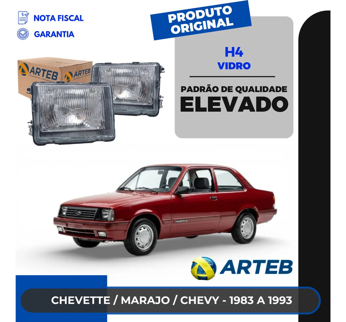 Farol Vidro Chevette 1983 A 1987 Marajo Chevy 500 Arteb