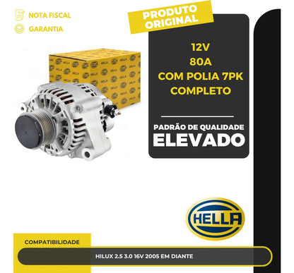 Alternador Hilux 2.5 3.0 16v 2005 Em Diante 12v80a 7pk