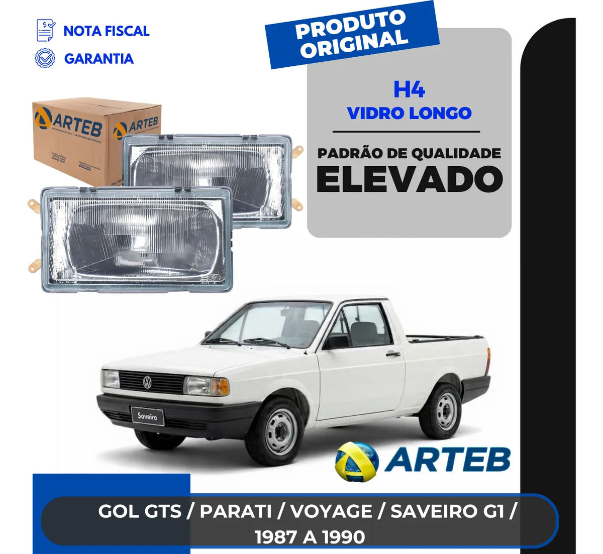 Farol Vw Gol Parati Saveiro 1986 1987 1988 1989 1990 Arteb
