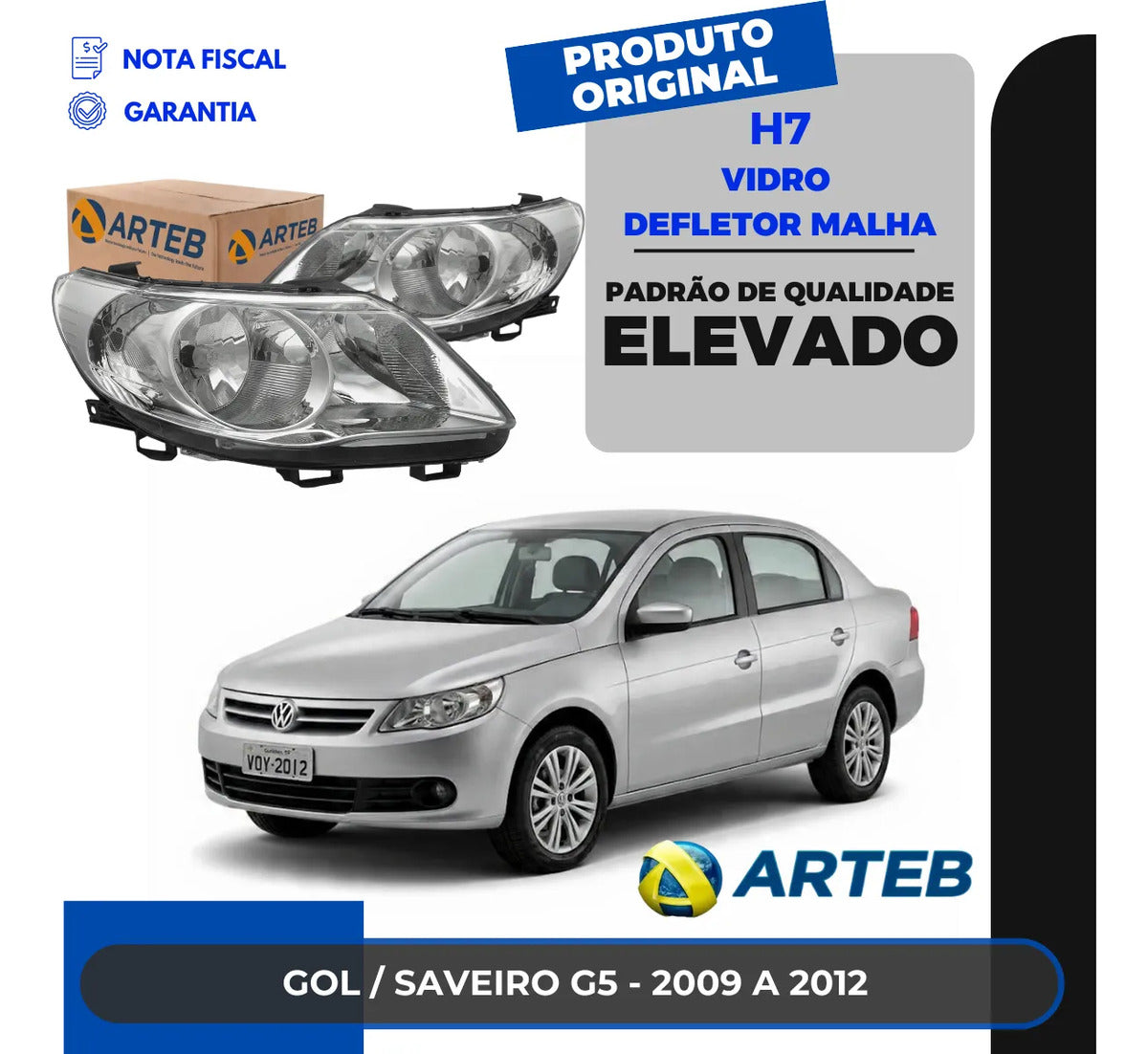 Farol Voyage G5 2009 A 2012 Foco Duplo Defletor Malha Arteb