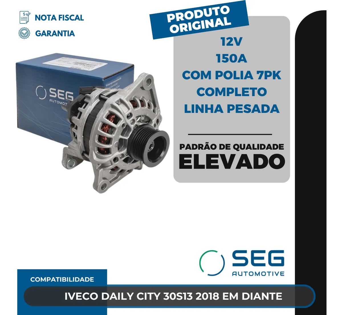 Alternador Daily City 30s13 150a 2018 Com Polia 7pk