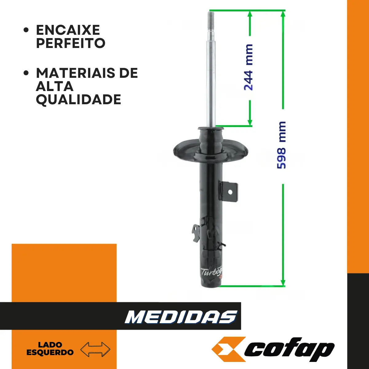 Amortecedor Turbogas Dt. Esquerdo Peugeot 2008 2003/.. Cofap