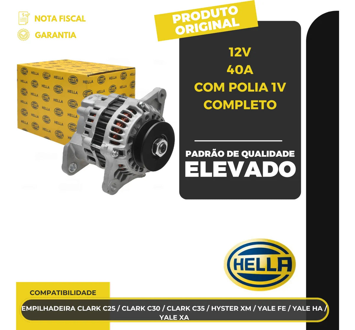 Alternador Clark C25 C30 C35 Hyster Xm Yale Fe Ha Xa 12v 40a
