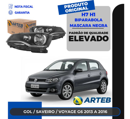 Farol Máscara Negra Foco Duplo Gol G6 2013 A 15 2016 Arteb