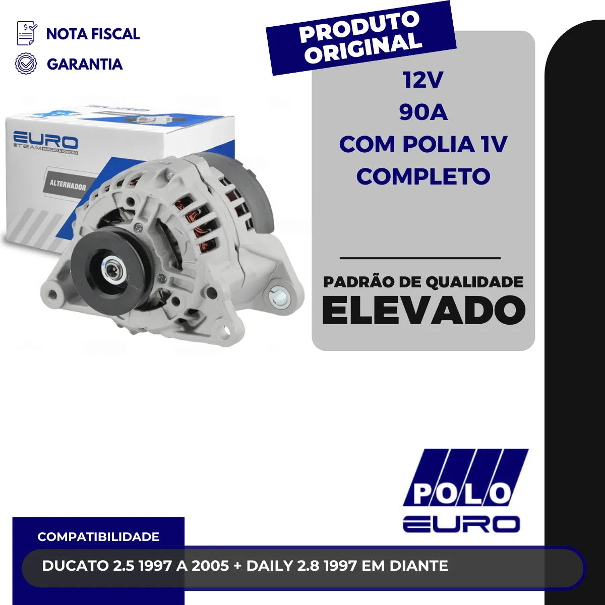 Alternador Ducato 2.5 Daily 2.8 1997 Em Diante 12v 90a 1v
