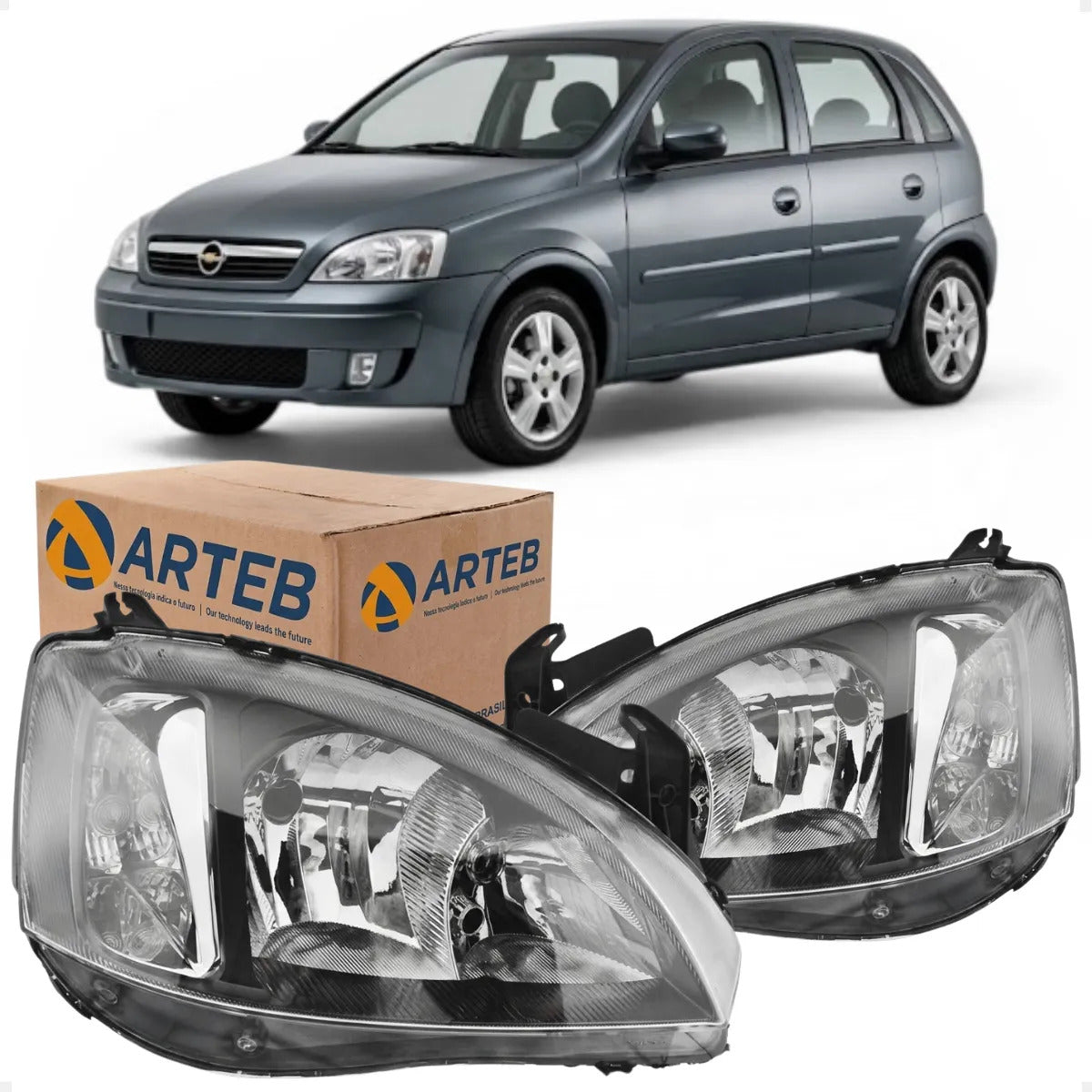 Farol Mascara Negra Corsa 2002 A 2012 Pisca Liso Arteb
