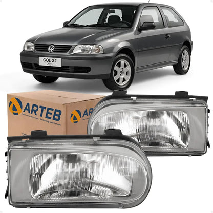Farol Vw Gol Parati Saveiro G2 1995/2001 Máscara Cinza Arteb