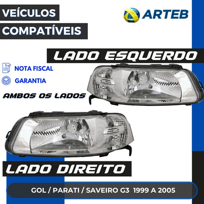 Farol Vw Gol Parati Saveiro G3 2000 A 2005 Foco Simple Arteb