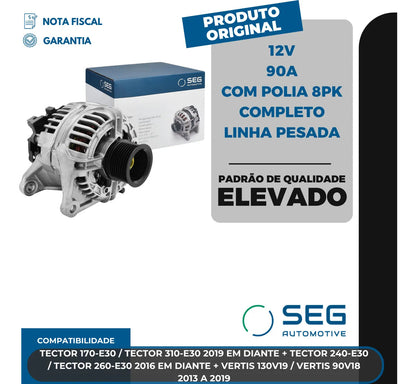 Alternador Tector Vertis 12v 90a Bosch Kcb1 Com Polia 8pk