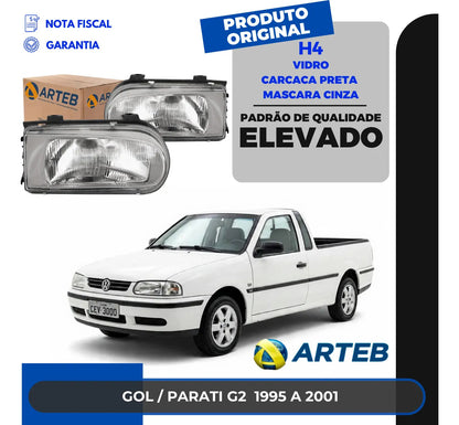 Farol Vw Gol Parati Saveiro G2 1995/2001 Máscar Cinza Arteb