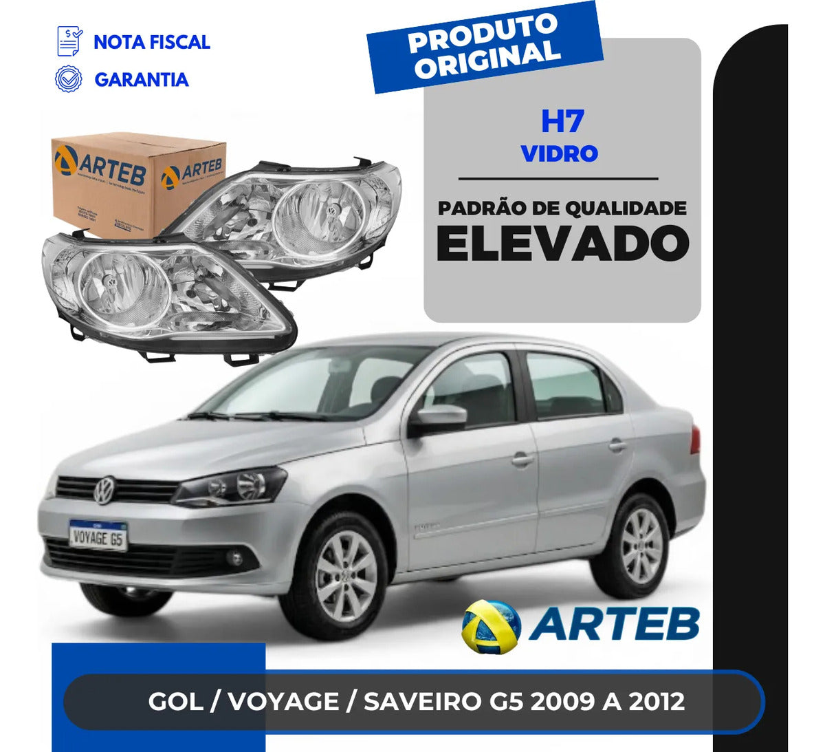 Farol Vw Voyage G5 2008 A 2012 Foco Duplo Defletor Vw Arteb