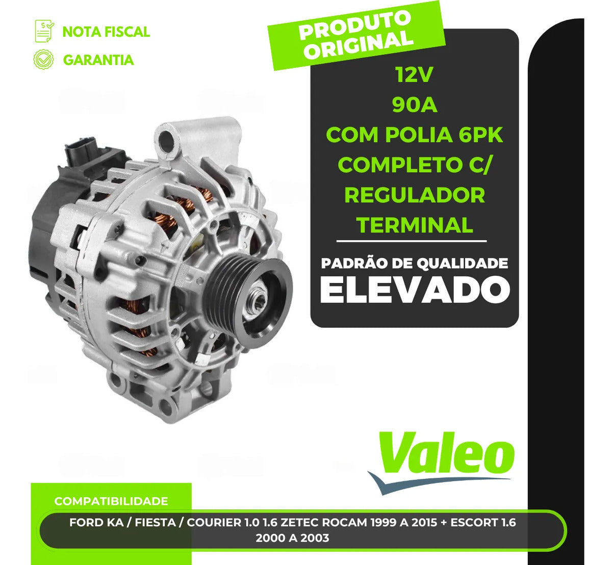 Alternador Ka Fiesta Courier Zetec Rocam 1.0 1.6 Escort