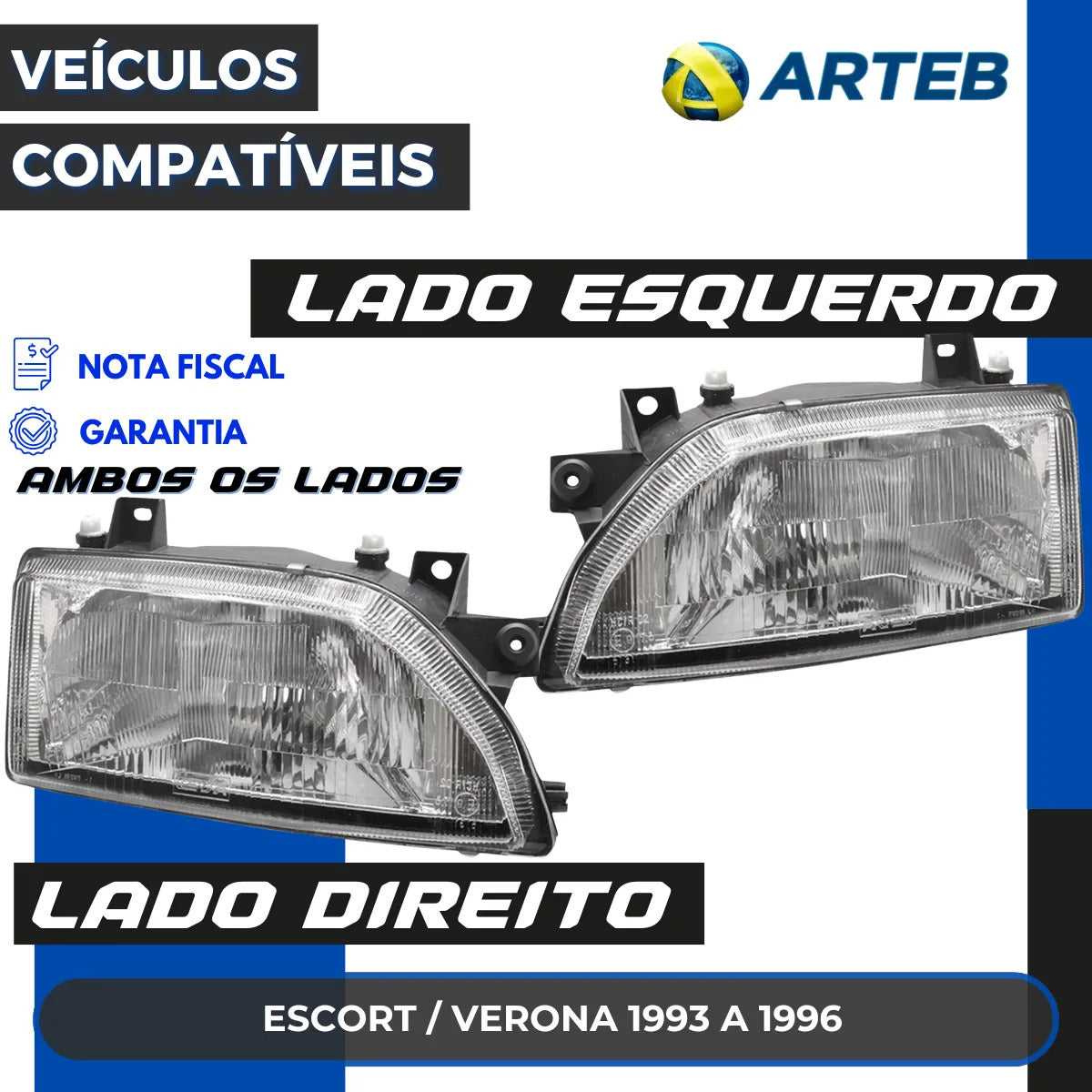 Farol Vidro Verona Escort 1993 1994 1995 1996 Arteb
