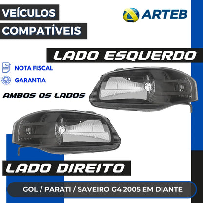 Farol Gol Parati Saveiro G4 05em Diante Máscara Cinza Arteb