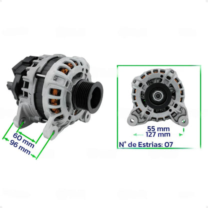 Alternador Nissan Kicks 1.6 Flex 90a 2016 Com Polia 7pk
