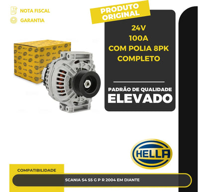 Alternador Hella Para Scania 2004/2007 24v 100a 8pk