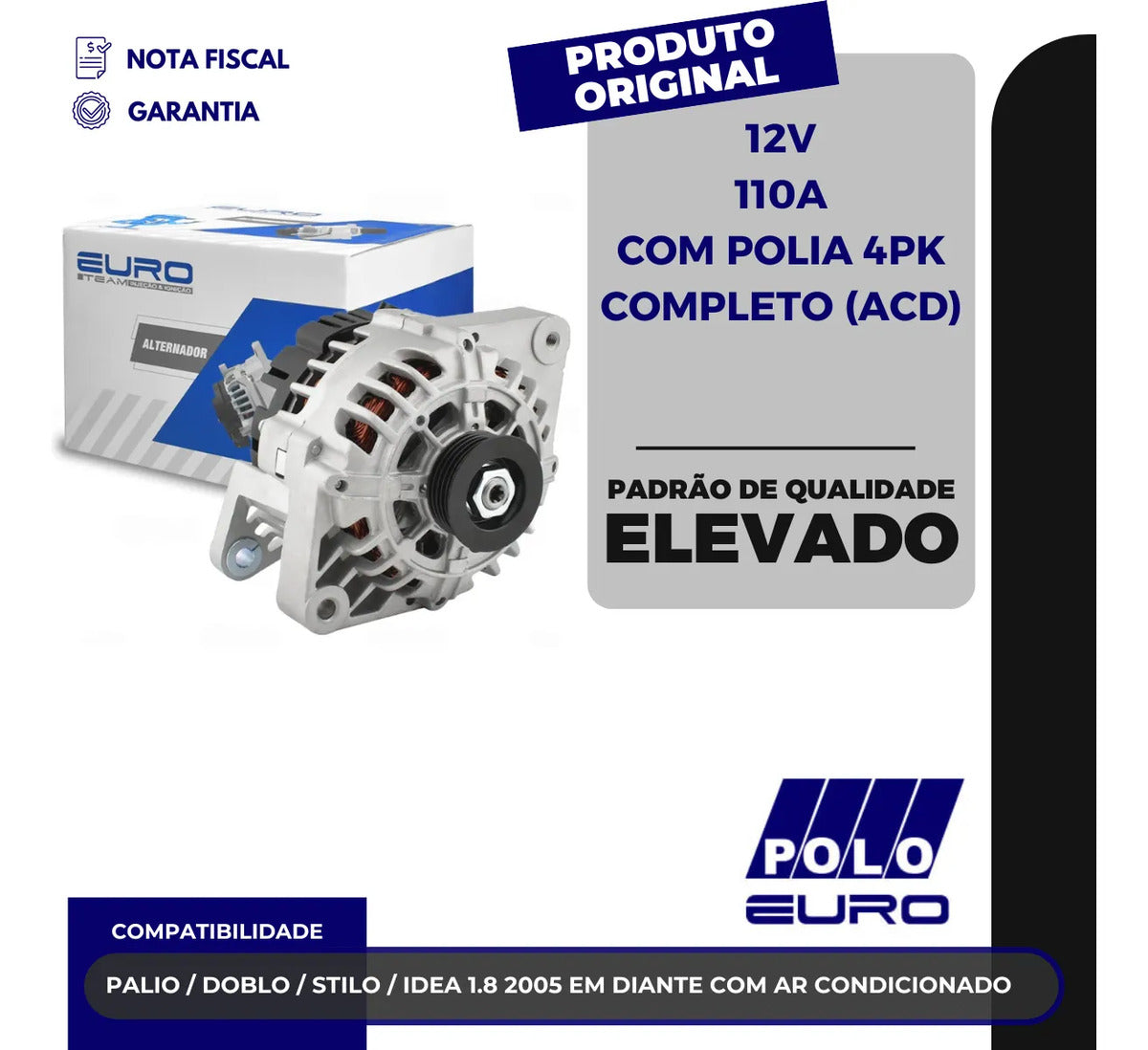 Alternador Palio Doblo Stilo Idea 1.8 Com Ar 2005+ 12v 110a