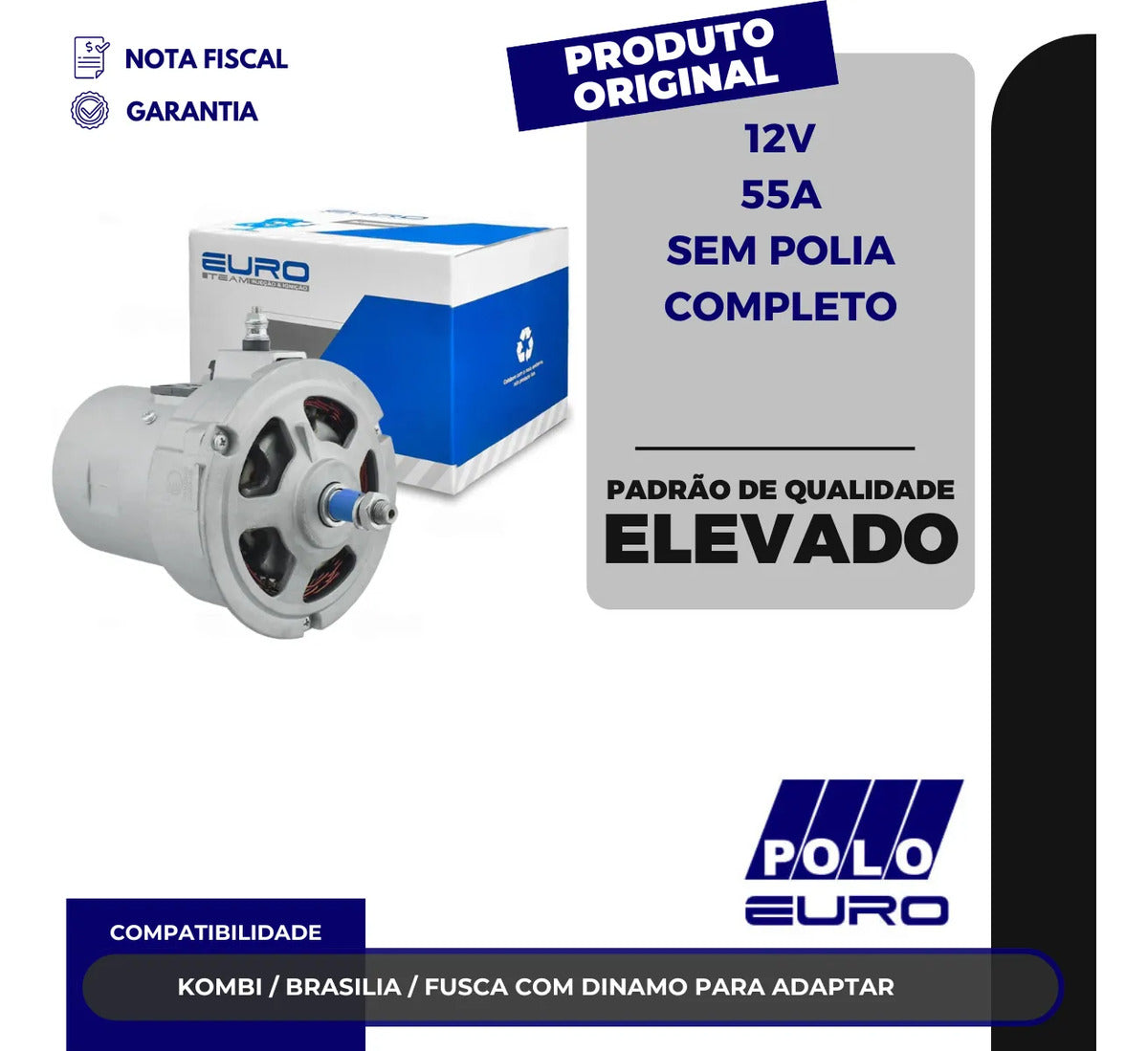 Alternador Euro Ep-70003nc Carro/caminhonete 1967-86 12v 55a