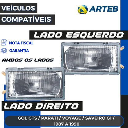 Farol Vw Gol Gts 1987 88 89 1990 Saveiro Parati G1 Arteb