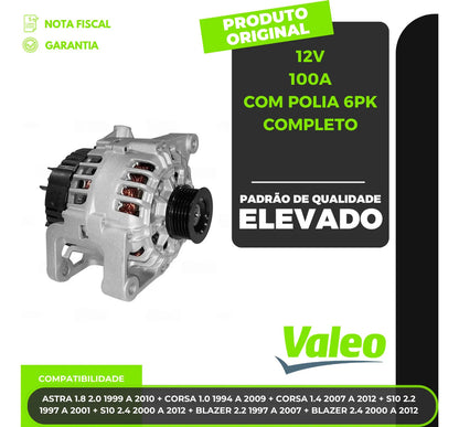 Alternador Astra Corsa S10 Blazer 1.8 2.0 2.4 12v 100a 6pk