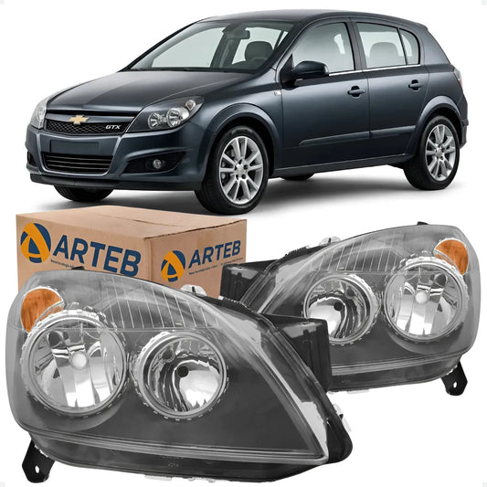 Farol Vectra Gtx 07 A 08 Máscara Negr Regulagem Manual Arteb
