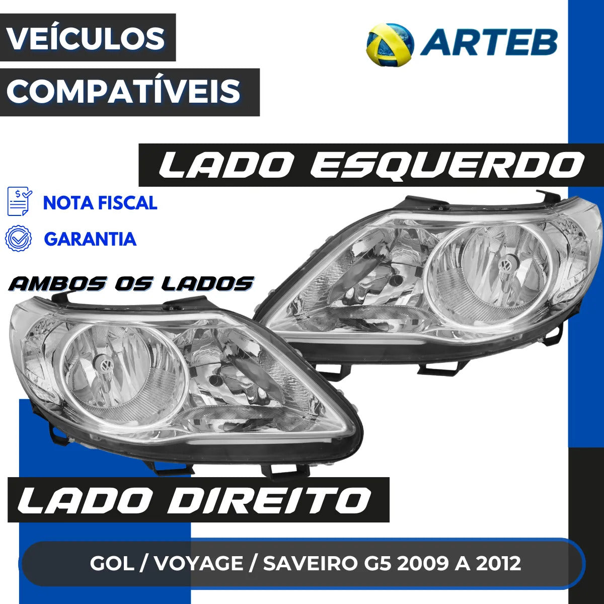 Farol Vw Voyage G5 2008 A 2012 Foco Duplo Defletor Vw Arteb